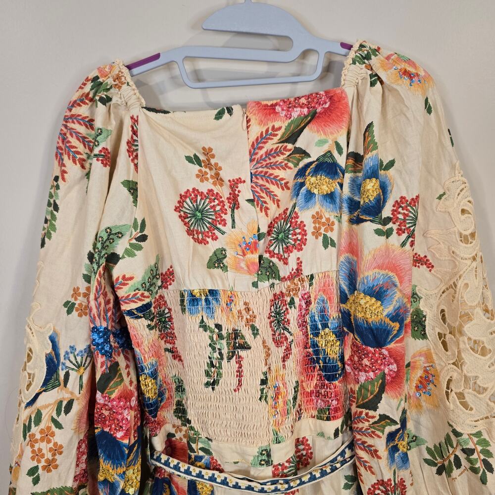 NEW NWT Women's Farm Rio Delicate Garden Sand Romper | Size Small - Picture 7 of 14